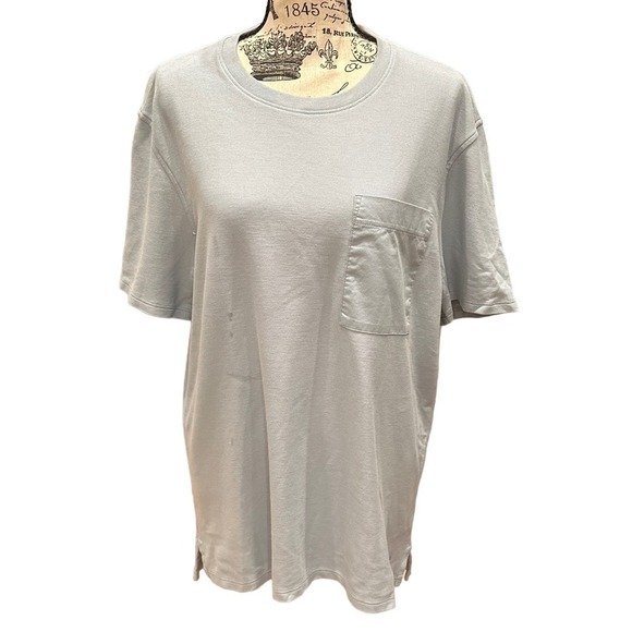 ATM Light Blue Crewneck Short Sleeve Pocket Tee Shirt Women’s L - Picture 1 of 6